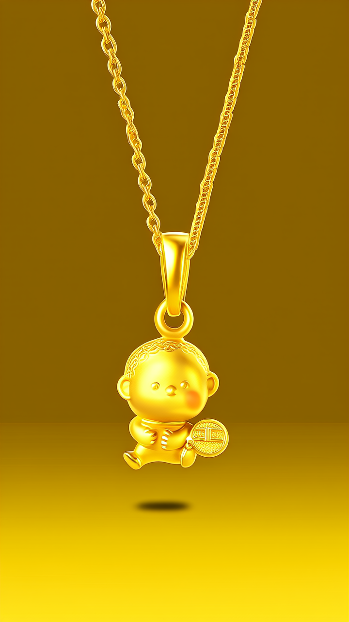 小孩黄金吊坠图片