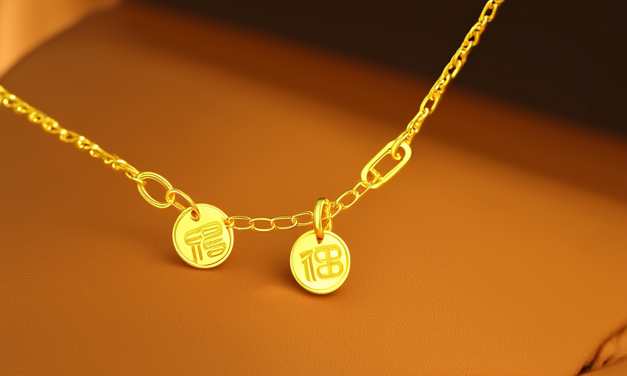 黄金手链吊坠图片