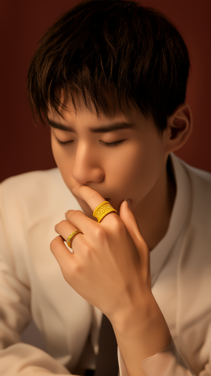 黄金戒指图片男士