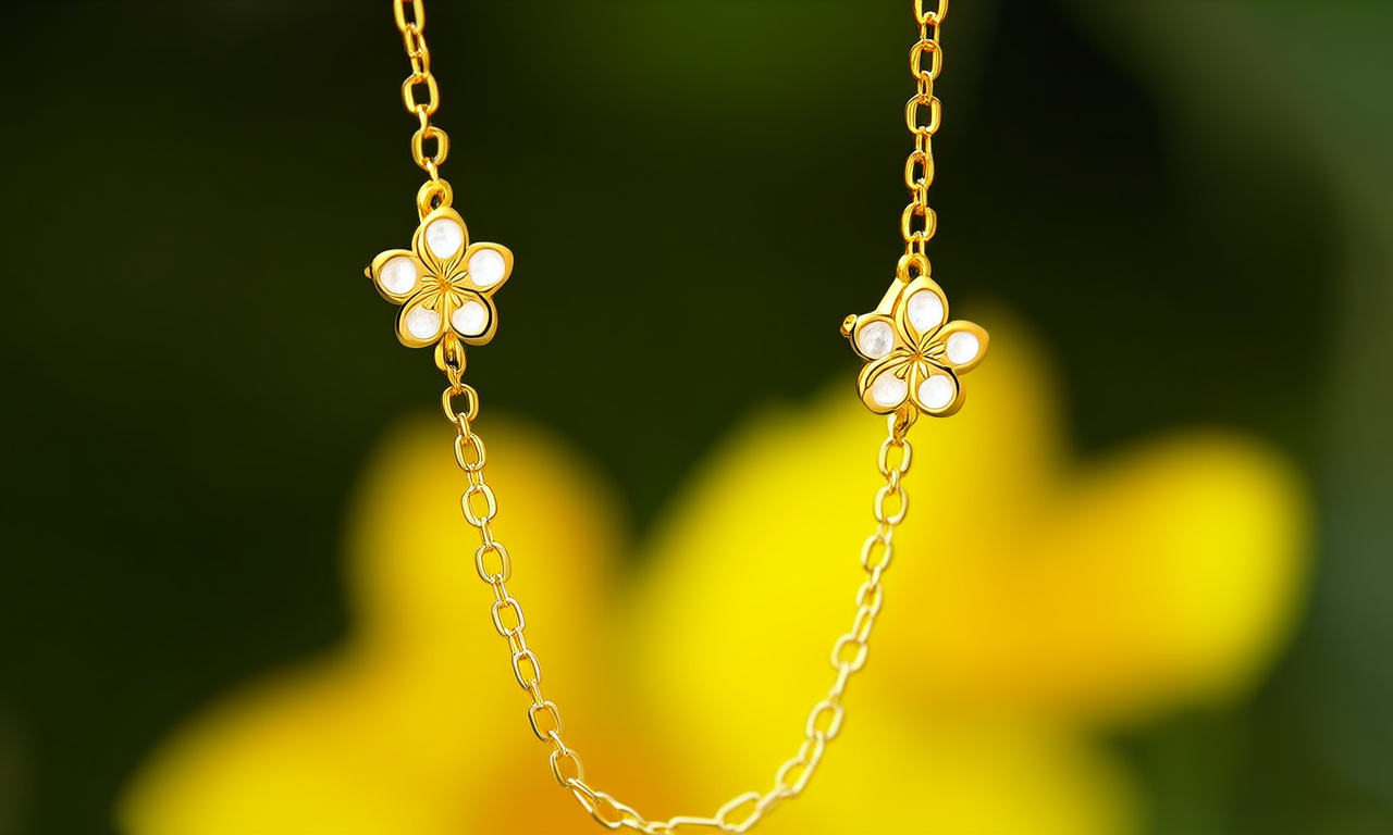 黄金花朵项链图片