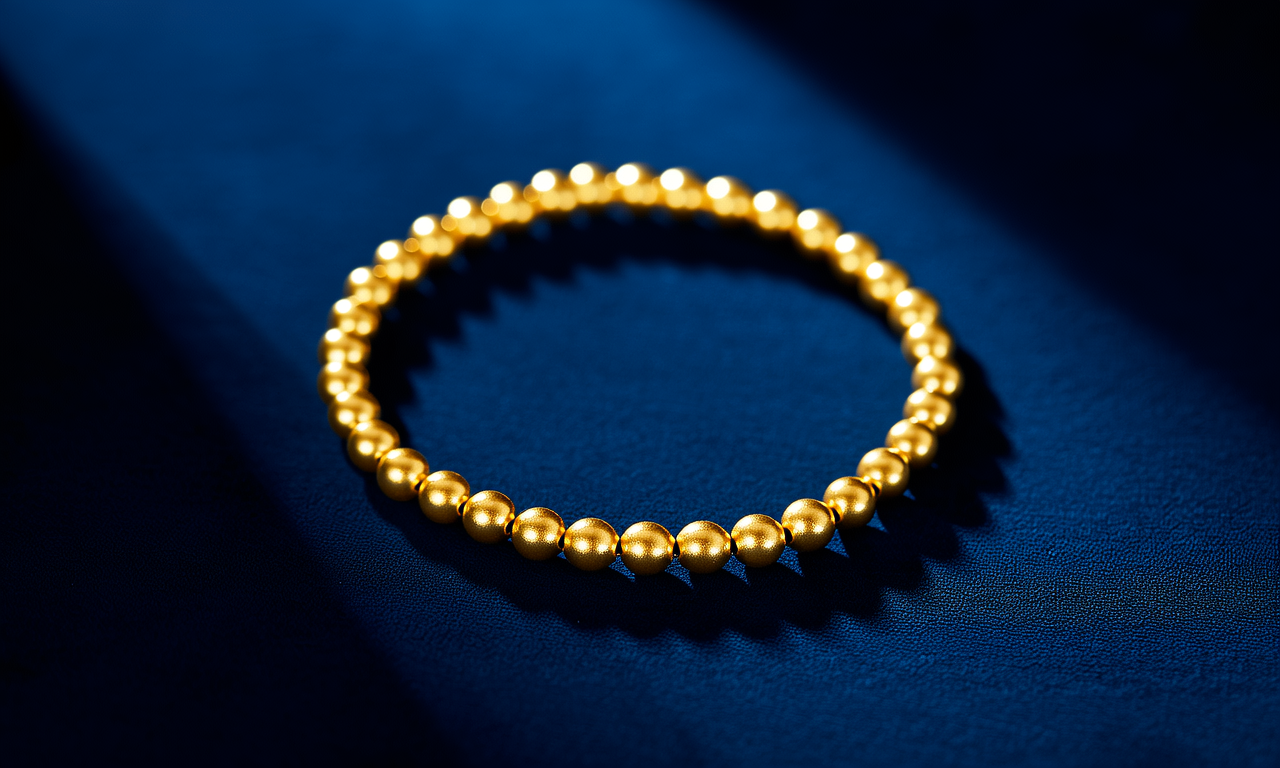 黄金手链圆珠珠图片