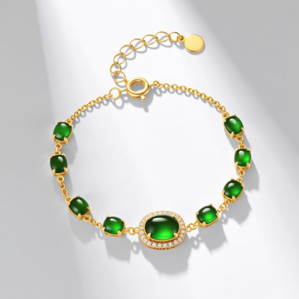 碧玺搭配黄金手链图片