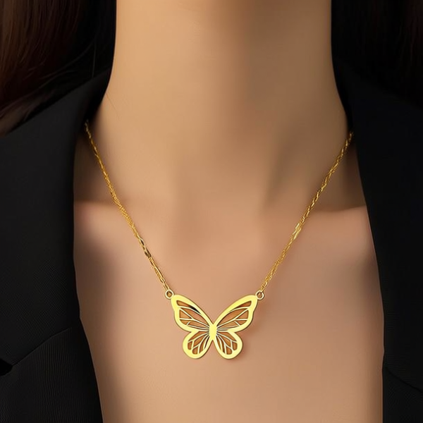 蝴蝶项链黄金款式图片
